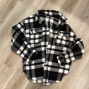 Plaid Black and White Kids Shirt